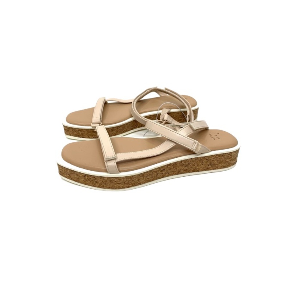 A New Day Nova Square Toe Tan Cork White Adjustable Platform Sandals Nwt Size 10